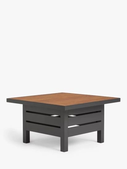 Platform Height-Adjustable Square Garden Dining Table, 81cm, Grey