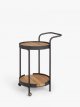 Round Garden Bar Trolley, (Acacia Wood), Black/Natural