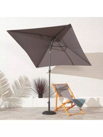 Wind-Up Crank Tilt Square Parasol, 2m